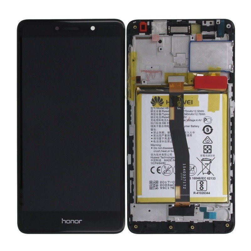 Honor 6X (BLN-L21) Écran LCD + Tactile Avec Cadre Incl. Batterie Et Pièces - 02351BNB Noir