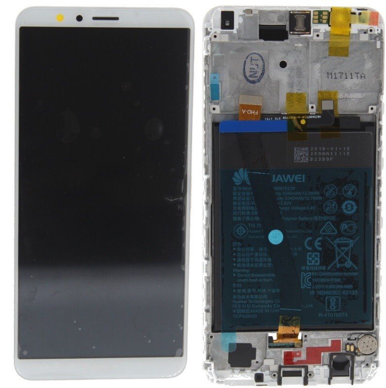 Honor 7X (BND-L21) Écran LCD + Tactile Avec Cadre Incl. Batterie Et Pièces 02351QBV Blanc