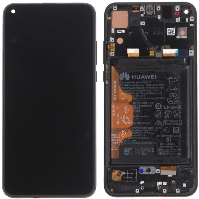 Honor View 20 (PCT-L29) Écran LCD + Tactile Avec Cadre Incl. Batterie Et Pièces 02352JKP Noir