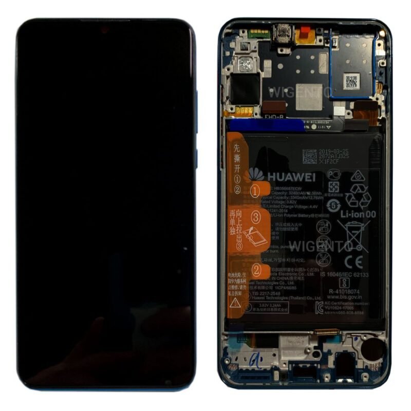 Écran LCD + Tactile Avec Cadre Huawei P30 Lite (MAR-LX1M) - Incl. Batterie Et Pièces - 02352RQA Peacock Bleu