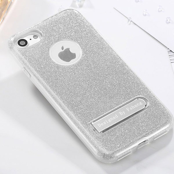 Fshang iPhone 7/iPhone 8/iPhone SE (2020) Coque TPU - Rose Stand - Argent 2 Fshang iPhone 7/iPhone 8/iPhone SE (2020) Coque TPU - Rose Stand - Argent