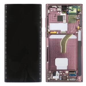 Écran LCD + Tactile Avec Cadre Samsung Galaxy S22 Ultra SM-S908B - GH82-27488B/GH82-27489B - Burgundy Rouge
