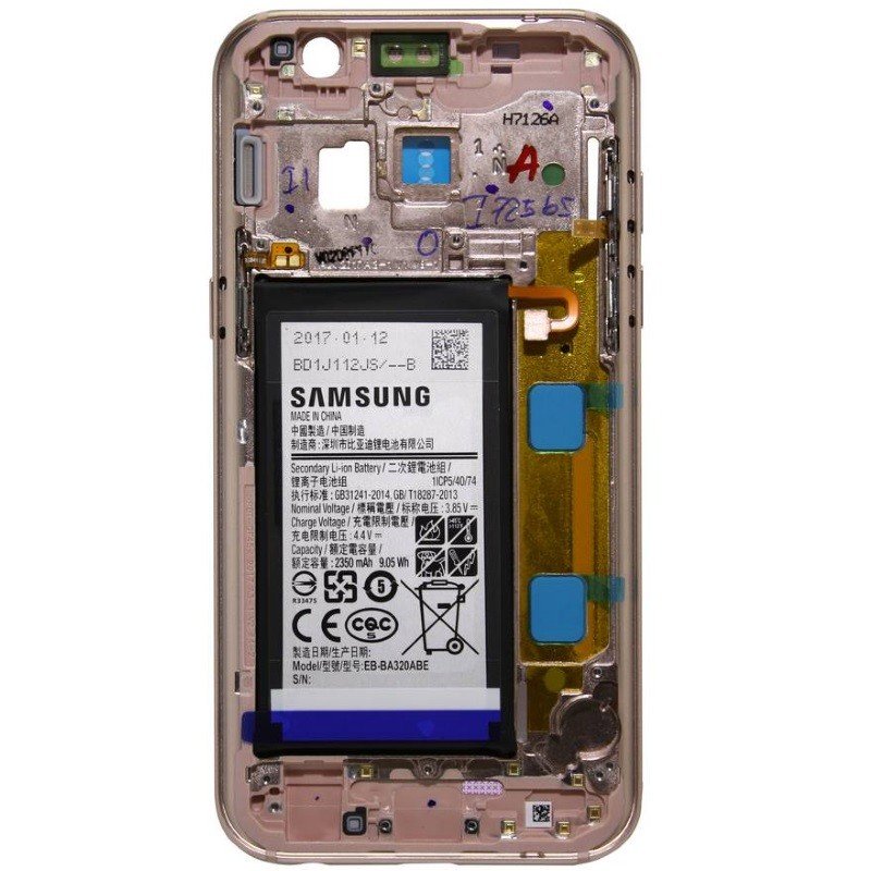 Samsung Galaxy A3 2017 SM-A320F Cadre central Avec Batterie GH82-13667D Rose 2 Samsung Galaxy A3 2017 SM-A320F Cadre central Avec Batterie GH82-13667D Rose
