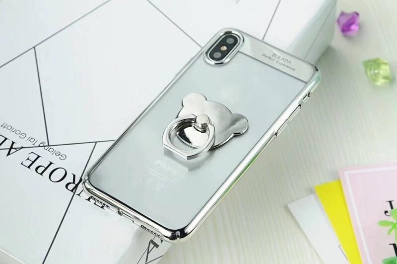 Apple iPhone 7/iPhone 8 Sulada Bear Finger Holder Coque TPU Argent