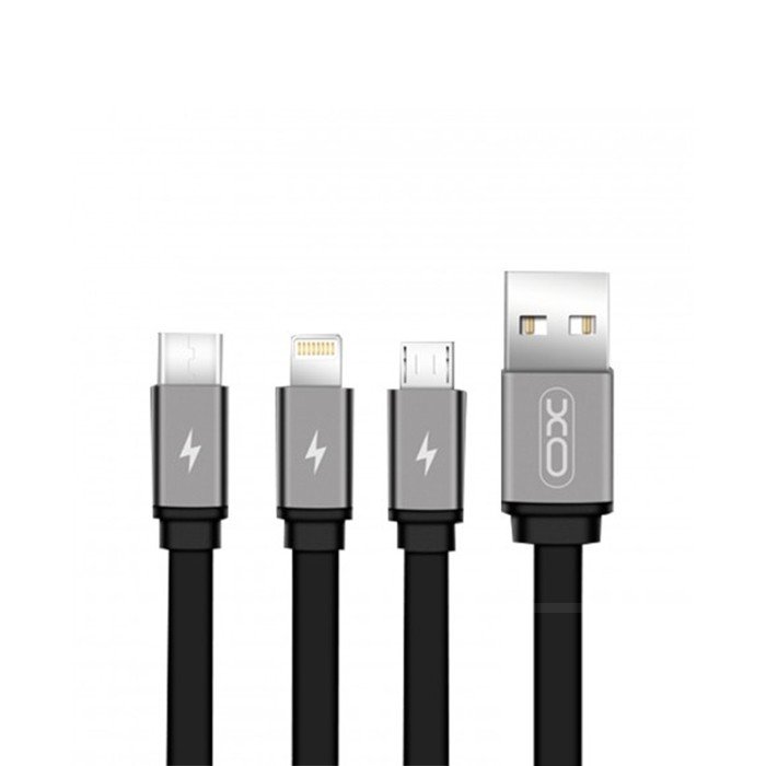 XO 3 in 1 Charge USB Charge Cable - Micro, Lightning and Type-C Connectors incl. - NB18 - Noir 2 XO 3 in 1 Charge USB Charge Cable - Micro, Lightning and Type-C Connectors incl. - NB18 - Noir