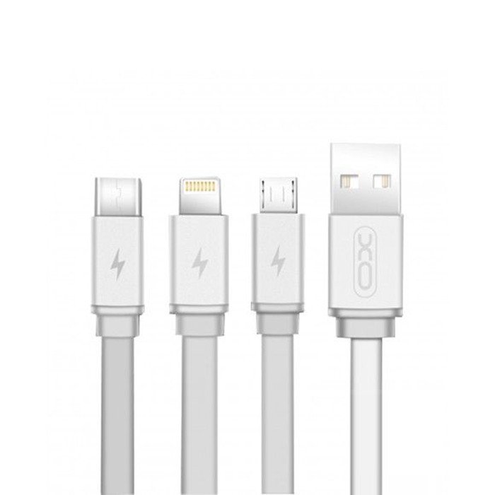 XO 3 in 1 Charge USB Charge Cable - Micro, Lightning and Type-C Connectors incl. - NB18 - Argent 2 XO 3 in 1 Charge USB Charge Cable - Micro, Lightning and Type-C Connectors incl. - NB18 - Argent