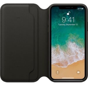 Etui Apple iPhone X  Cuir Folio -  Noir