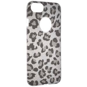 Fshang iPhone 7 Plus/iPhone 8 Plus Coque TPU - Rose Leopard - Argent