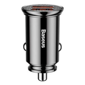 Baseus Car Charger Circular Plastic A+A Dual Quick Charge 3.0 30W Noir (CCALL-YD01)
