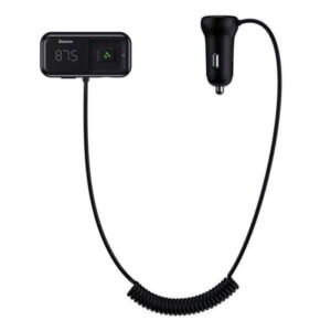 Baseus Chargeur Voiture Bluetooth Fm Transmitter T-typed S-16  avec display 2xUSB MicroSD Noir (CCTM-F01)