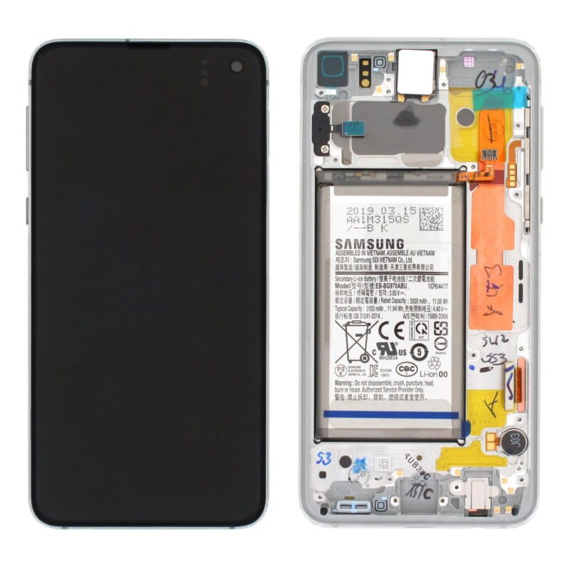 Écran LCD Tactile avec Cadre Samsung G970F Galaxy S10e - GH82-18843B - Avec Batterie - Blanc 2 Écran LCD Tactile avec Cadre Samsung G970F Galaxy S10e - GH82-18843B - Avec Batterie - Blanc