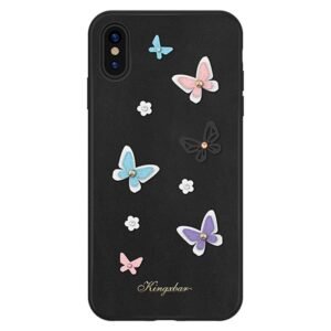 Kingxbar Apple iPhone XS Max - 3D Crystals PU Leather Case - Butterfly Noir