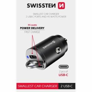 Swissten Car Charger - 2 USB-C - 20111900 - 45W - Fast Charge