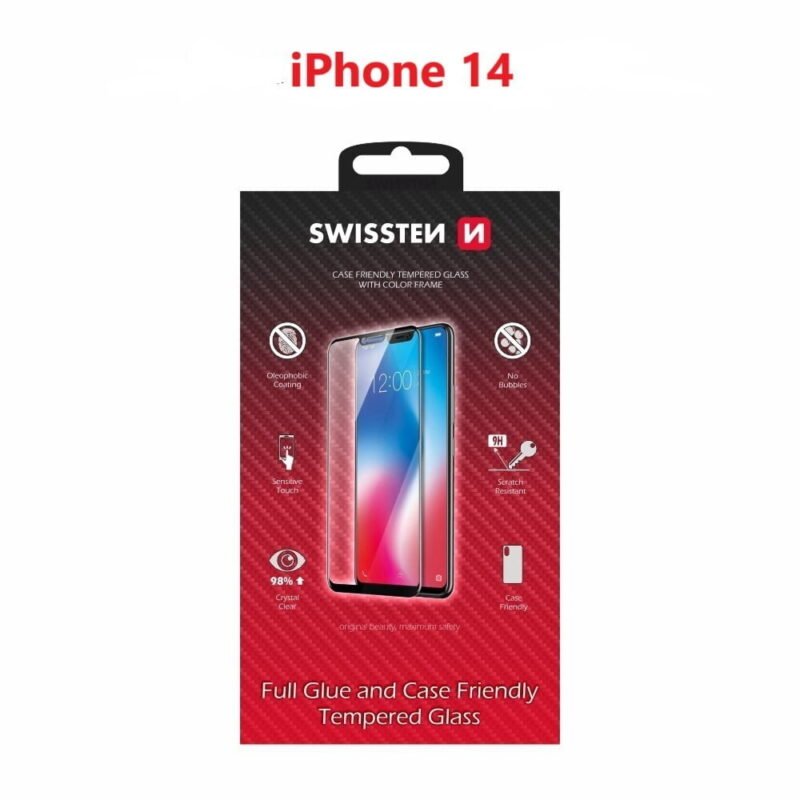 Swissten iPhone 14 Film Verre Trempé - 54501823 - Full Glue - Noir 2 Swissten iPhone 14 Film Verre Trempé - 54501823 - Full Glue - Noir