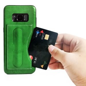 Kanjian Samsung G950F Galaxy S8 Business Card Slot Cache arrière Leather - Vert