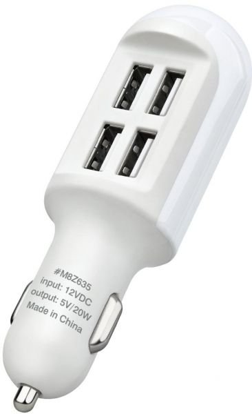 Budi 4 USB Chargeur Voiture avec LED Indicator - Blanc 2 Budi 4 USB Chargeur Voiture avec LED Indicator - Blanc