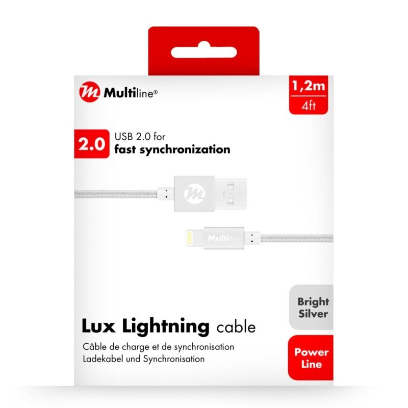 Multiline Lux Lightning Cable 1.2m Bright Argent