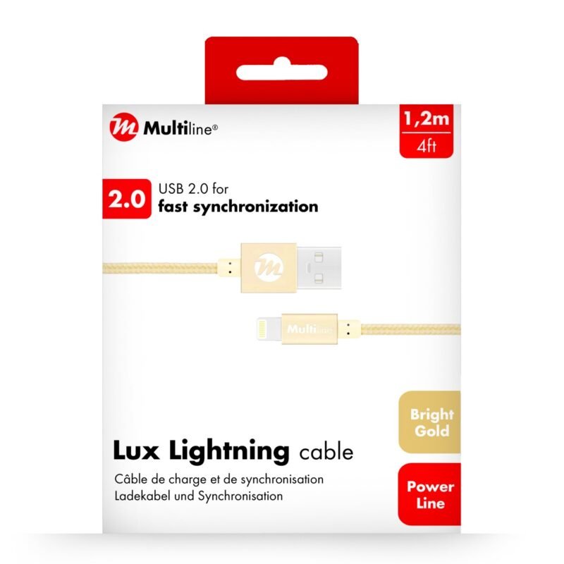 Multiline Lux Lightning Cable 1.2m Bright Gold