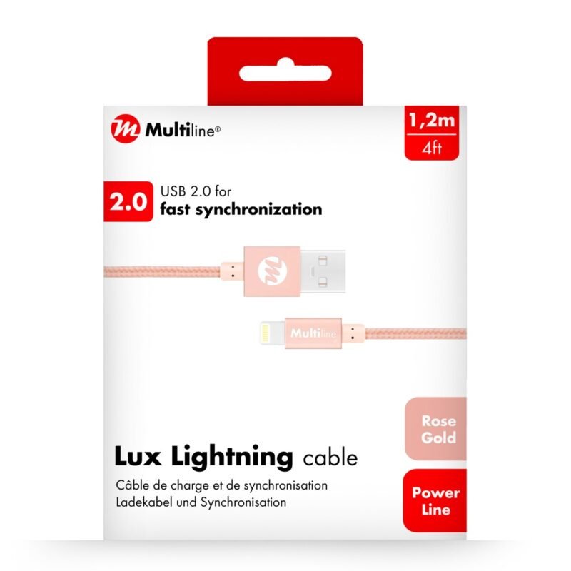 Multiline Lux Lightning Cable 1.2m Rose Gold