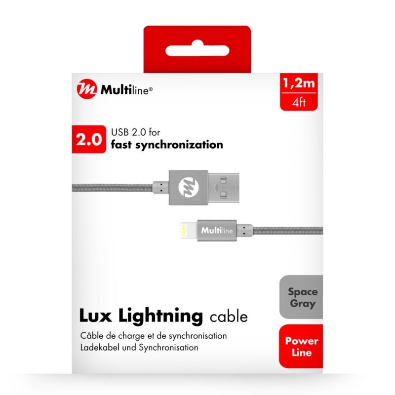 Multiline Lux Lightning Cable 1.2m Gris Sideral