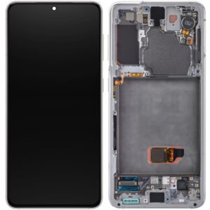 Écran LCD + Tactile Avec Cadre Samsung Galaxy S21 SM-G991B - GH82-27255C/GH82-27256C - (No Camera/Batterie) - Blanc