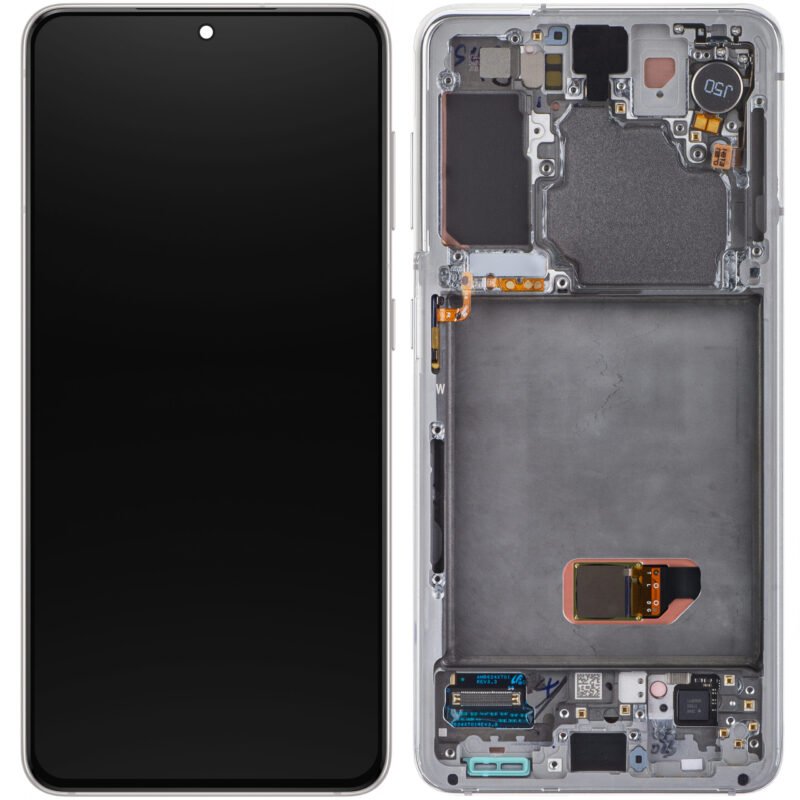 Écran LCD Tactile avec Cadre Samsung Galaxy S21 SM-G991B - GH82-27255C/GH82-27256C - (No Camera/Batterie) - Blanc