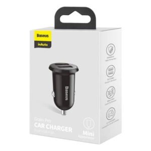 Baseus Car Charger Grain Pro Dual USB 4.8A Noir (CCALLP-01)
