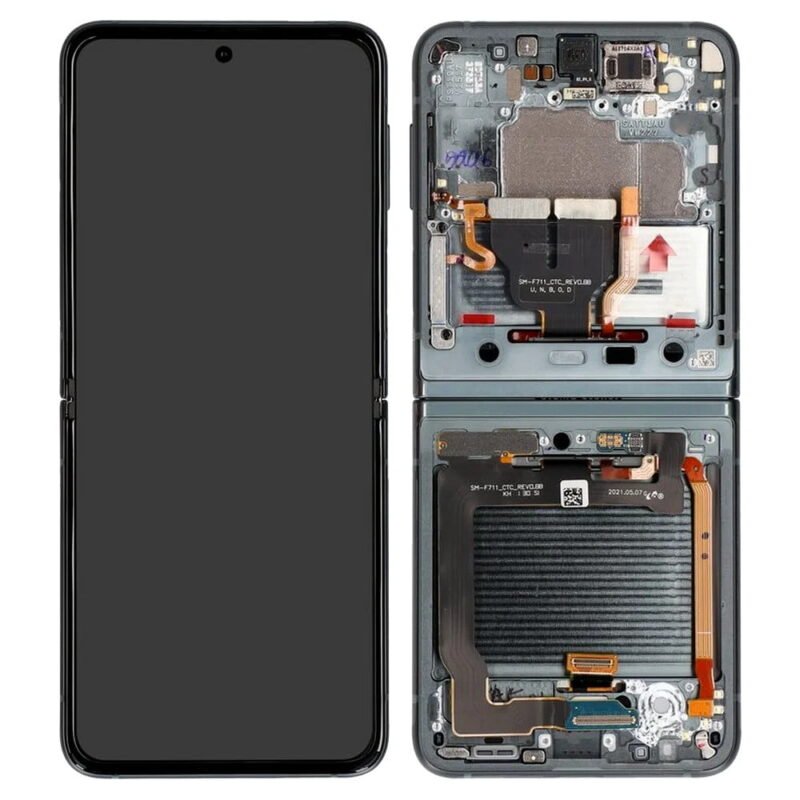 Écran LCD Tactile avec Cadre Samsung Galaxy Z Flip 3 SM-F711B - GH82-27443E - (No Camera Bespoke Edition) - Argent 2 Écran LCD Tactile avec Cadre Samsung Galaxy Z Flip 3 SM-F711B - GH82-27443E - (No Camera Bespoke Edition) - Argent