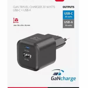 Chargeur de voyage Swissten 20W UBS-A & USB-C - 22071110 - Noir