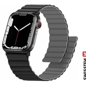 Swissten Apple Watch 42-49mm Bracelet en silicone Magnétique - 46000511 - Noir/Gris