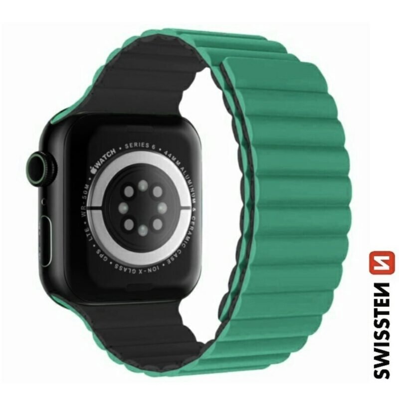 Swissten Apple Watch 42-49mm Bracelet en silicone Magnétique - 46000513 - Vert 2 Swissten Apple Watch 42-49mm Bracelet en silicone Magnétique - 46000513 - Vert