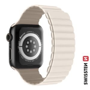 Swissten Apple Watch 42-49mm Bracelet en silicone Magnétique - 46000515 - Blanc