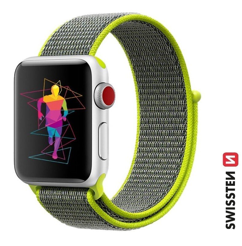 Swissten Apple Watch 42-49mm Nylon Band - 46000711 - Vert 2 Swissten Apple Watch 42-49mm Nylon Band - 46000711 - Vert