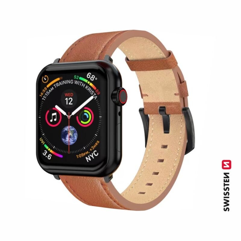 Swissten Apple Watch 38-41mm Leather Band - 46000803 - Noir Buckle - Brown