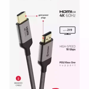 Câble HDMI Swissten 4K 60 Hz - 75501102 - 2 mètres