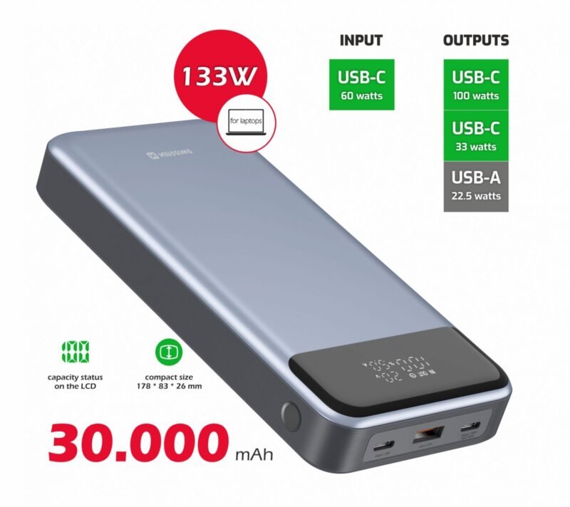 Powerbank Swissten 30.000 133 Powerbank Swissten 30.000 Power Delivery (133 W) - 22013917 - ordinateurs portables - Gris
