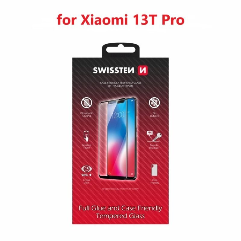 Swissten Xiaomi 13T Pro (23078PND5G) Verre Trempé - 54501857 - Colle Complète - Noir
