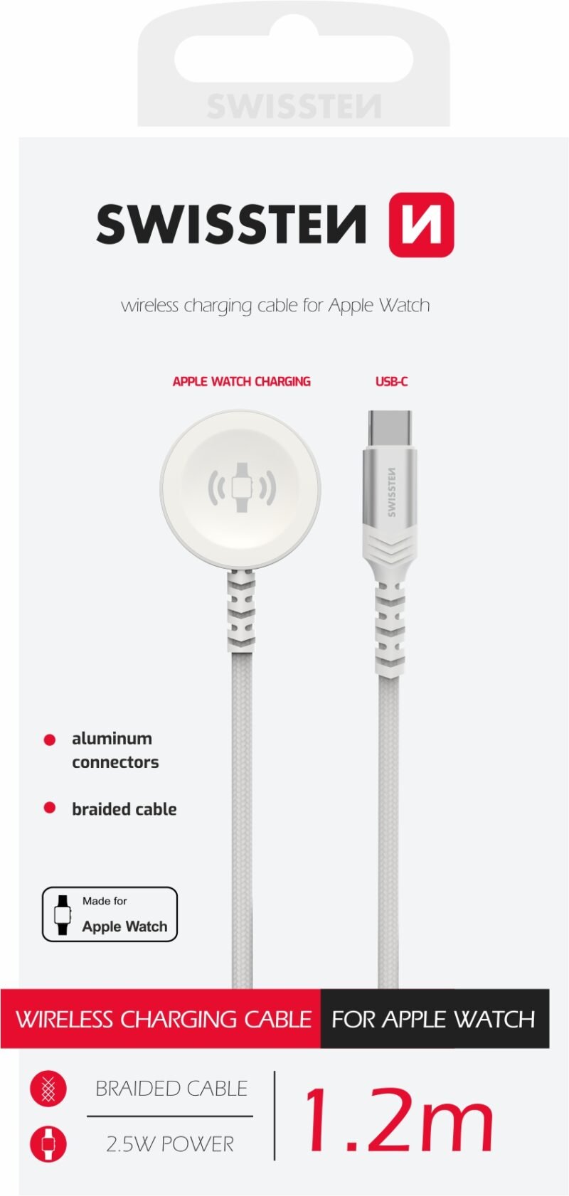 Swissten Braided Apple Watch Cable To USB-C Cable - 22065502 - 1.2m - Blanc