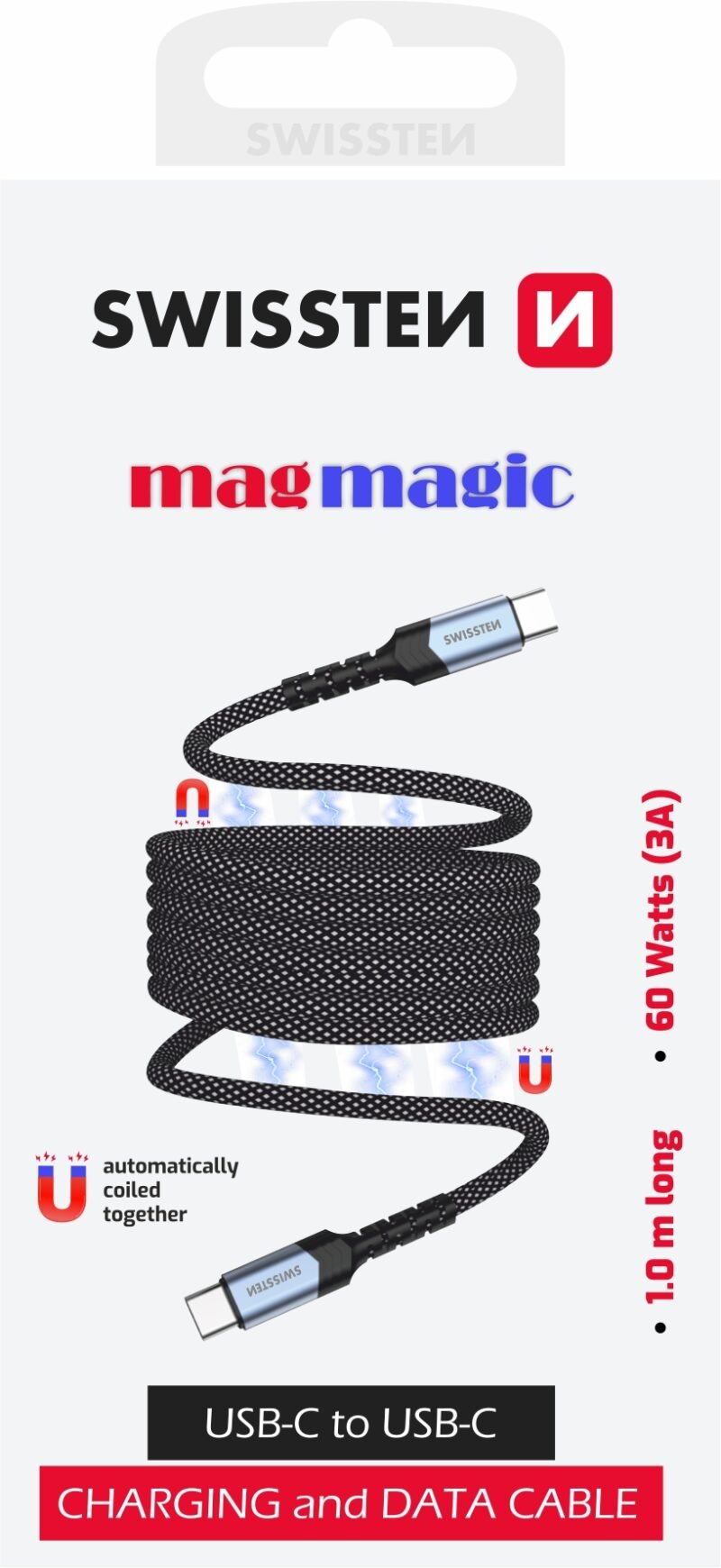 Swissten Self-Winding USB-C To USB-C Cable - 71551010 - 1 meter 2 Swissten Self-Winding USB-C To USB-C Cable - 71551010 - 1 meter