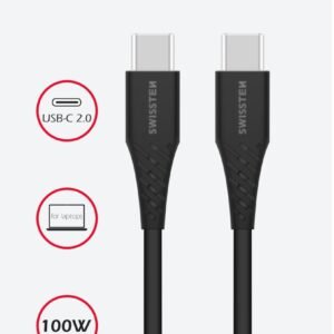 Câble Swissten 5A Power Delivery Type-C To Type-C USB (100W) - 71506540 - Noir - 71506540 - 1.5m - Noir