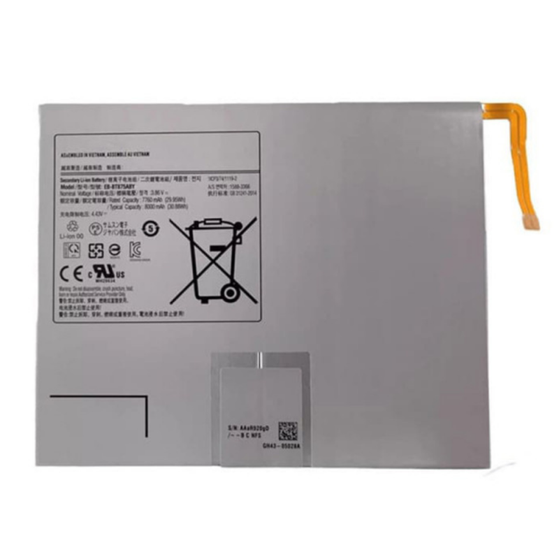 EB-BT875ABY Batterie Samsung Galaxy Tab S7 (WiFi) SM-T870/Galaxy Tab S7 (4G/LTE) SM-T875/Galaxy Tab S8 (WiFi) SM-X700/Galaxy Tab S8 (5G) SM-X706 - EB-BT875ABY - 8000 mAh
