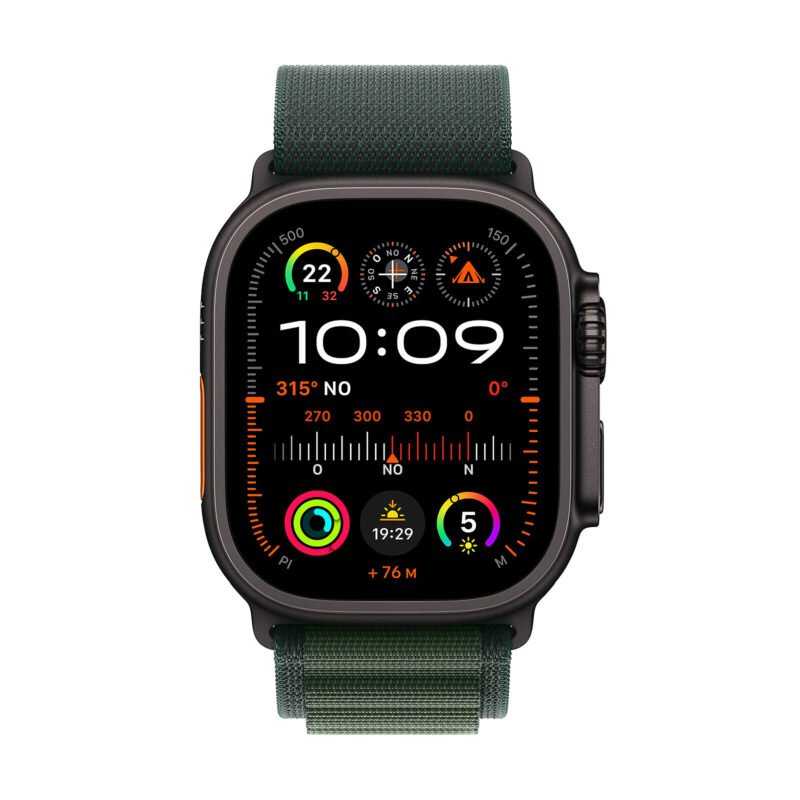 Apple Watch Ultra 2 GPS + Cellular 49 mm Titane Noir Bracelet Alpine Vert Foncé M C