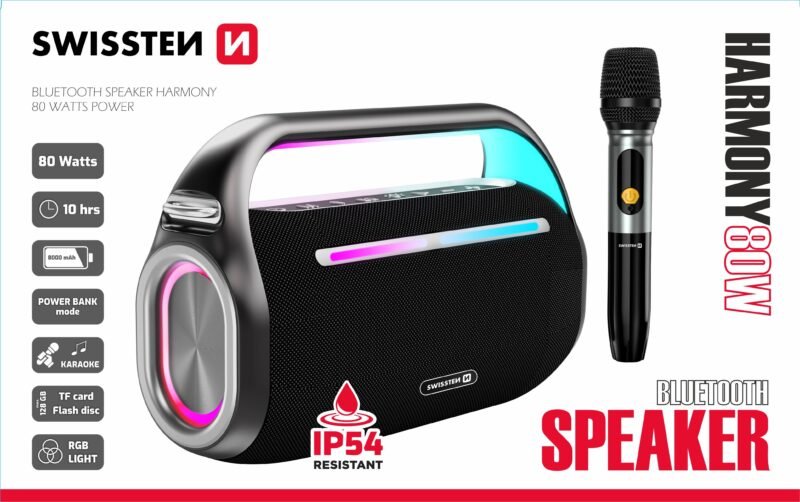 Swissten Harmony Haut-parleur Bluetooth - 52109040 - 80W - Noir