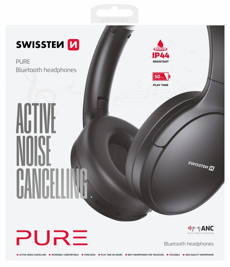 Swissten Casque à réduction de bruit active Pure - 54400221 - Noir