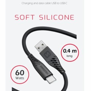 Swissten Soft Siilicone USB-C To USB-A USB Cable - 71506519- 0.4m - Noir
