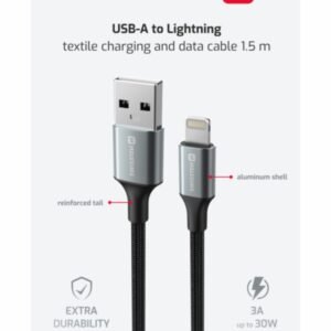Swissten Textile II Lightning Cable - 71523309 - 1.5 Meter - Noir
