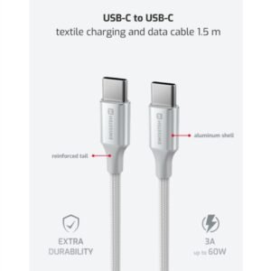 Swissten Textile II Type-C USB Cable - 71528204 - 1.5 Meter - Blanc