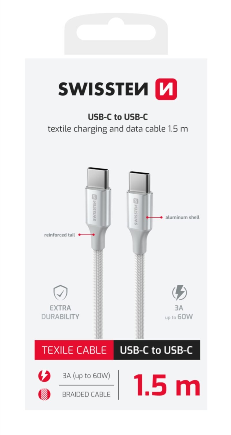Swissten Textile II Type-C USB Cable - 71528204 - 1.5 Meter - Blanc