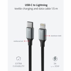 Swissten Textile II USB-C To Lightning Cable - 71529203 - 1.5 Meter - Noir