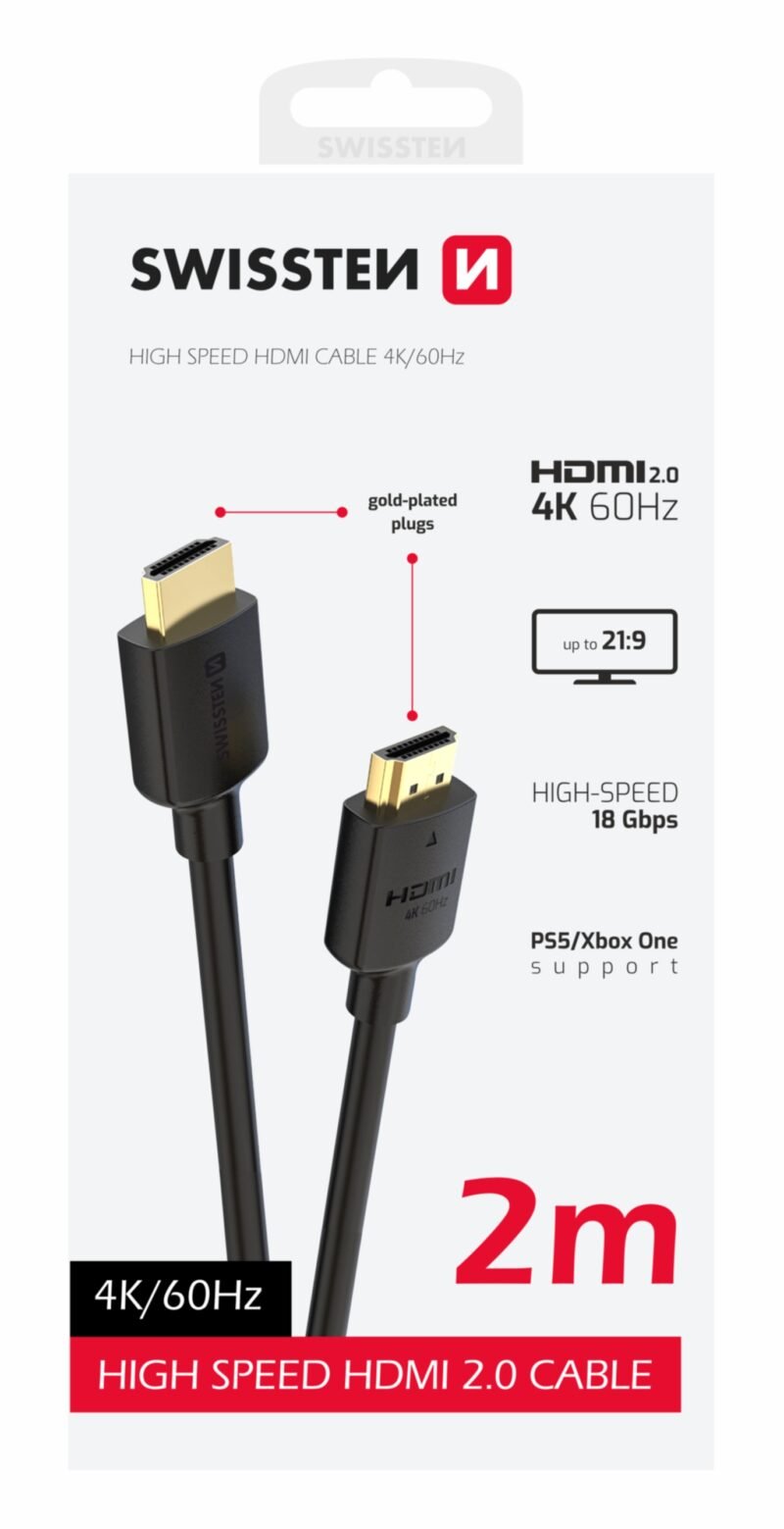 Swissten 4K HDMI Cable 60Hz - 75501112 - 2 Meter - PVC - Noir